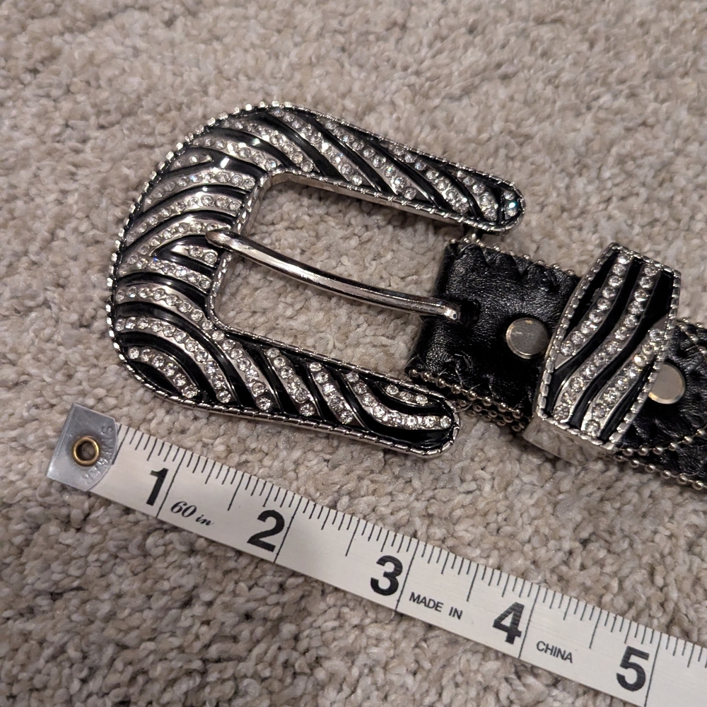 Silver and Black Jeweled Belt